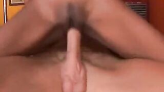 Skinny black teen gets her pussy railed by a white cock in intense action