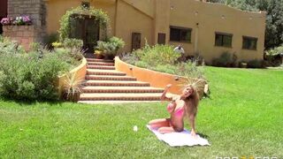 A couple has sex right on the lawn in 4K quality