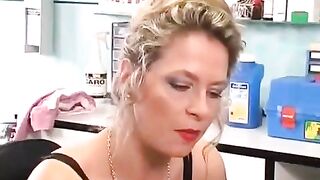 A girl with a big clitoris plays with her new sex toy