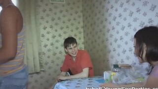 Foursome sex of two couples, a great swingers party at home
