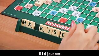 A sexy blonde had sex with a peasant on the table in the kitchen
