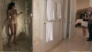 Babe was fucked hard by a man with a huge cock in the bedroom
