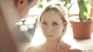 A thin wife gently rides her husband’s cock like a pro
