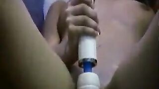 A man masturbating, his woman superimposed, moaning as he caresses her body in a sensual homemade scene