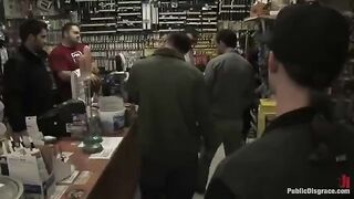 A girl was fucked hard in a shop setting