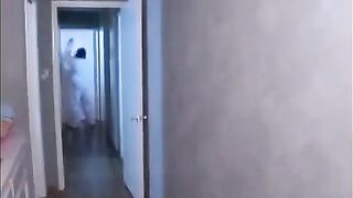 The sexy brunette has sex with a monster who penetrated her mouth