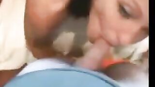 Finished on the face of a brunette after sex