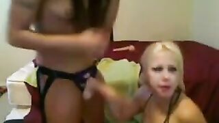 The first size blonde with big tits fucks in chat