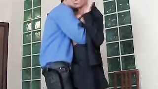 Hot Russian secretary fucks her boss in the stockinged pussy