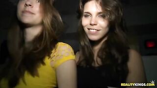 Sex party in the club with a group of beauties