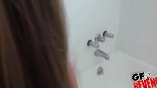 Girl makes a blowjob and sucks cock at home in the toilet