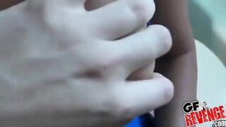 Girl makes a blowjob and sucks cock at home in the toilet