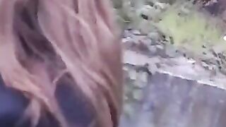 The girl is not embarrassed to make a blowjob in public places