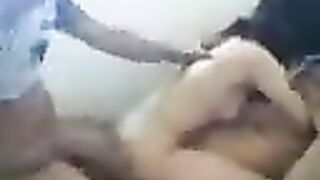 Two members at once fucked a young Asian beauty in a steamy threesome