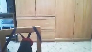 A girl fucks in front of a webcam while her husband watches
