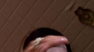 A hot beauty was fucking in the toilet bowl hole