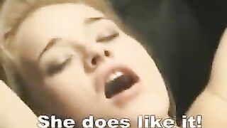 A young girl, Beata, has fun with her girlfriend using a strapon