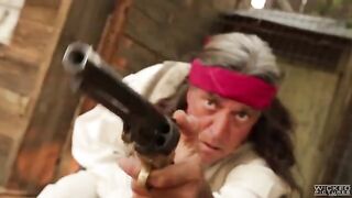 The cowboy punished but licked her pink clit