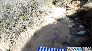 Pretty girl Jessica James has sex with a guy in nature