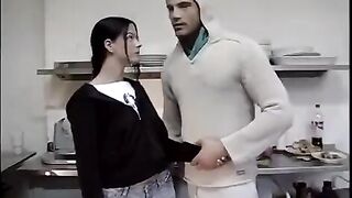 The guy did not let the girl in the kitchen