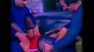 Retro Italian threesome sex with big tits and anal action