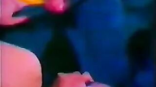 Retro Italian threesome sex with big tits and anal action