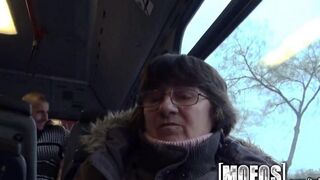 The cute girl got fucked on the bus in ass
