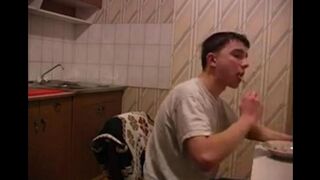 The mother, having cancer, was fucked by her son in the kitchen