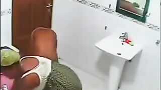 Girls have no idea there's a camera in the bathroom