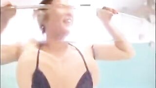 The girl tried to take a small cock in her mouth and she failed