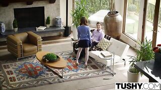 The best anal sex with her brother’s friend on the couch