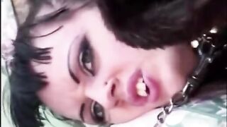 A cute girl in a fur coat has rude sex right on the street