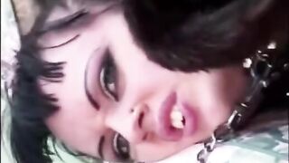 A cute girl in a fur coat has rude sex right on the street