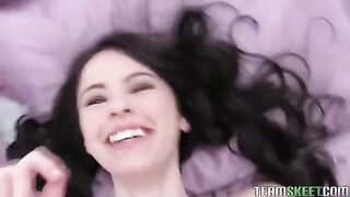 Home amateur sex with a brunette who doesn't mind showing her holes