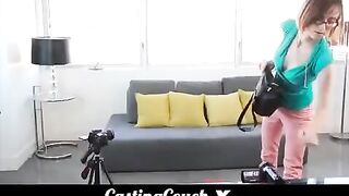 Girl with small boobs came to porn casting for the first time in her life