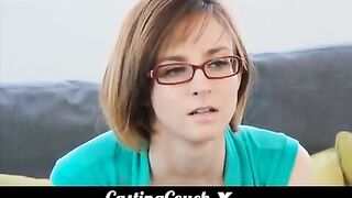 Girl with small boobs came to porn casting for the first time in her life
