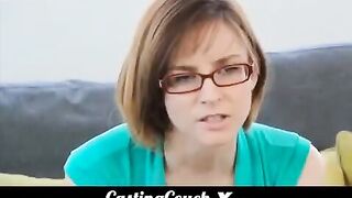 Girl with small boobs came to porn casting for the first time in her life