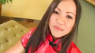 The Korean girl demonstrates her skills in making a blowjob