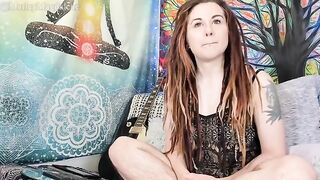 A funny hirsute girl removes all her clothes and reaches a climax