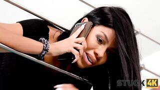 A busty Latina gets stuck and fucked in a steamy STUCK4K scene