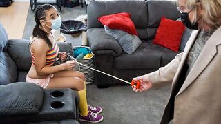 Adorable princess takes an old cock in her tight holes