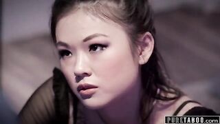 Petite teen Lulu Chu seduces her stepdad's best friend at his wake