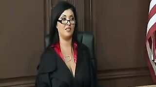 A mature woman in a uniform gets her big boobs played with