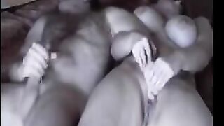 A fat woman was caught in a compromising act by a hidden camera
