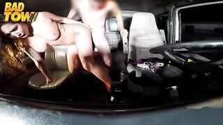 Camera in the car, pick-up girl with driver. Watch the sex