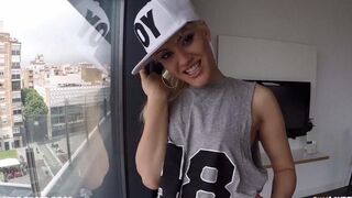 The blond girl was fucked on the road and in her ass