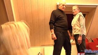 Bearded gray-haired guy fucked a young blonde in hd