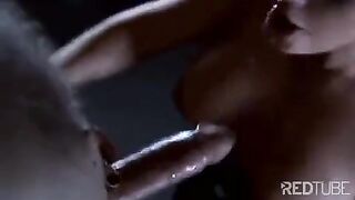 The lady is related to a slave who licks her pussy with passion