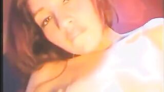 The cute girl has sex with a vibrator in all holes