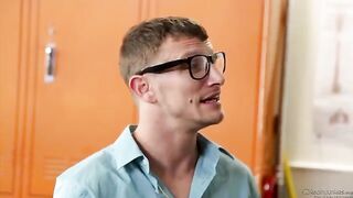 A cute girl is trying to seduce her maths teacher right on the table